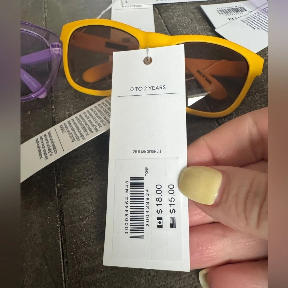 JANIE AND JACK NWT Set Of 3 Sunglasses 0-2 years 2 Clear Purple 1 Yellow‎ Frame